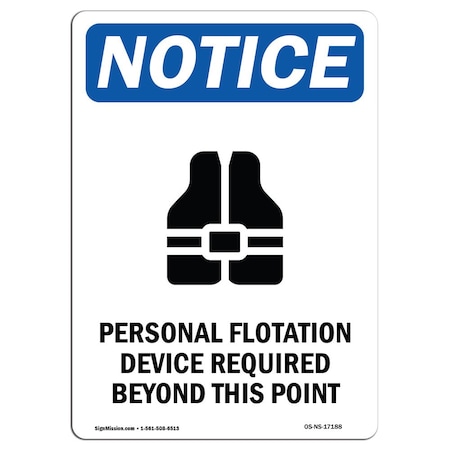 OSHA Notice Sign, Personal Flotation With Symbol, 7in X 5in Decal